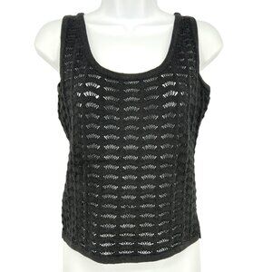 St. John Black Santana Knit Sleeveless Shell Top Size Small